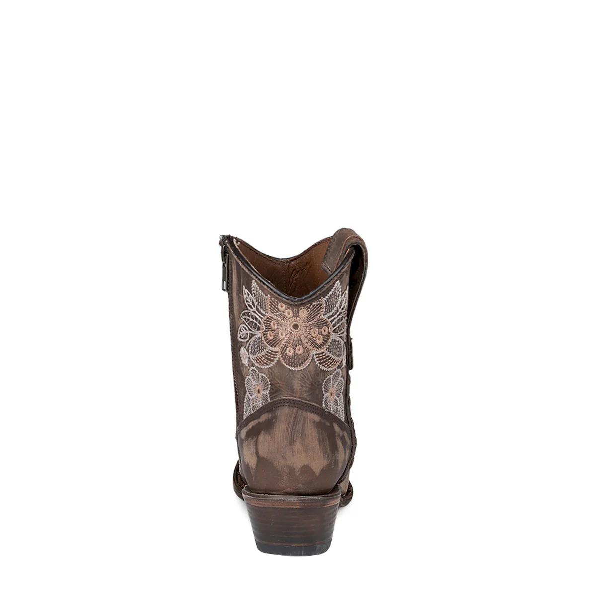 Corral - L6222 – Chocolate Floral Embroidery Ankle Cowboy Boot - Image 4